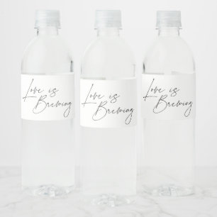 Love is Brewing Floral Bridal Shower Water Bottle Label