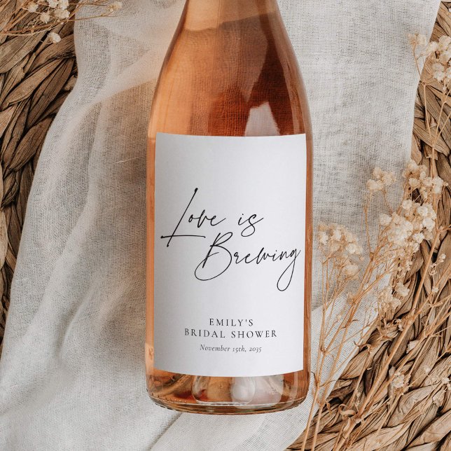 Love is Brewing Floral Bridal Shower Wine Label (Creator Uploaded)