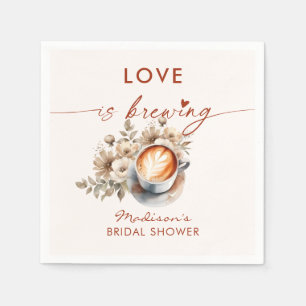 Love Is Brewing Floral Coffee Bridal Shower  Napkin