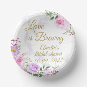Love is Brewing - Floral Elegant Bridal Shower Paper Plate
