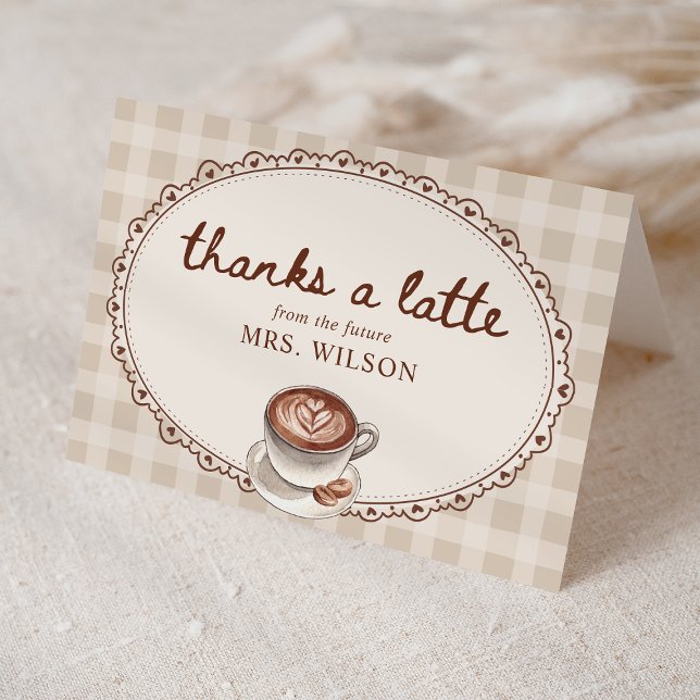 Love is Brewing Gingham Coffee Bridal Shower Thank You Card (Creator Uploaded)