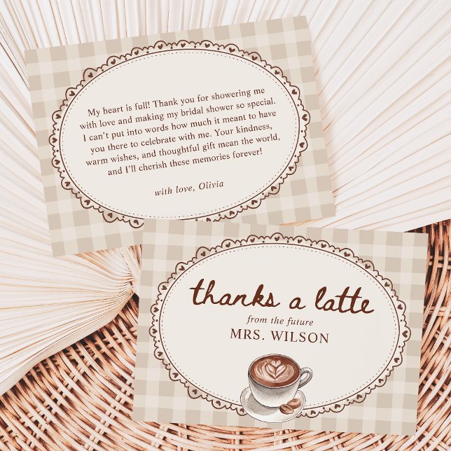 Love is Brewing Gingham Coffee Bridal Shower  Thank You Card (Creator Uploaded)