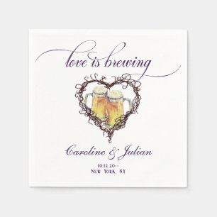 Love is Brewing Gothic Heart Beer Bridal Shower Napkin