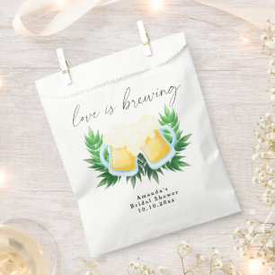 Love is Brewing Greenery Beer Bridal Shower Favour Bags