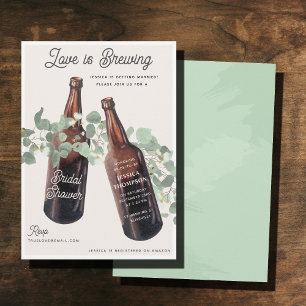 Love is Brewing Greenery Beer Bridal Shower Invitation