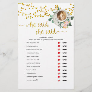 Love is Brewing Guess Who Said It Shower Games