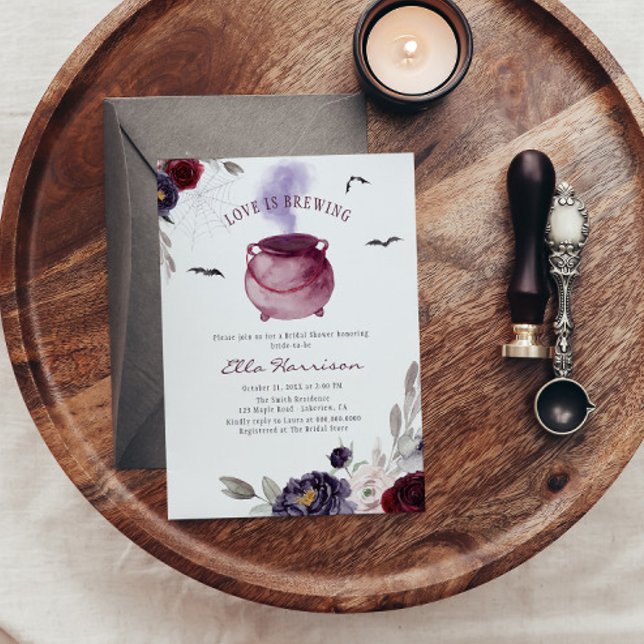 Love Is Brewing Halloween Bridal Shower Invitation (Creator Uploaded)