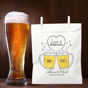 Love Is Brewing Hand Drawn Beer Glasses Wedding Favour Bags