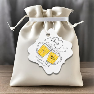 Love Is Brewing Hand Drawn Beer Glasses Wedding Favour Tags