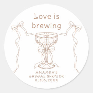 Love is brewing Hand Drawn Bridal shower  Classic Round Sticker