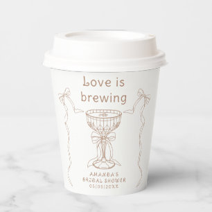 Love is brewing Hand Drawn Bridal shower  Paper Cups