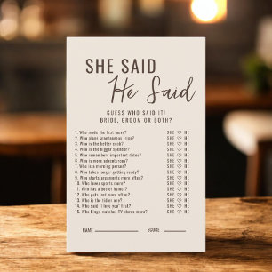 Love is Brewing He Said She Said Bridal Game