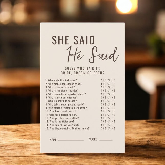 Love is Brewing He Said She Said Bridal Game (Creator Uploaded)