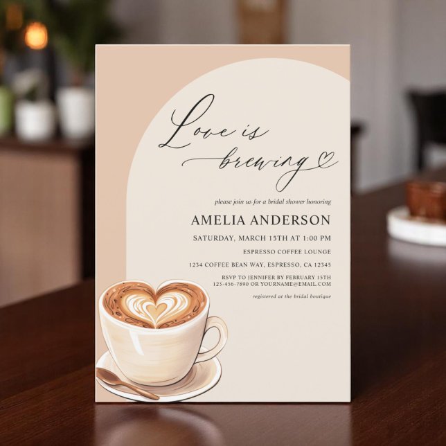 Love is Brewing Heart Arch Coffee Bridal Shower Invitation (Creator Uploaded)