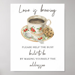 Love is brewing Help the busy bride Address Poster