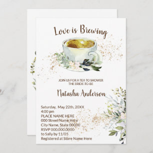 Love is Brewing Herbal Tea Bridal Shower Invitation