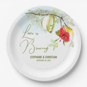 Love Is Brewing Hummingbird Tea Party Paper Plate