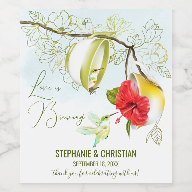 Love Is Brewing Hummingbird Wine Label (Single Label)