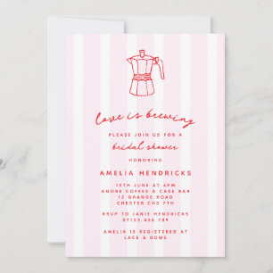 Love is Brewing Italian Press Doodle Bridal Shower Invitation