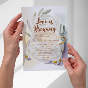 Love Is Brewing Lemon Floral Bridal Shower Invitation