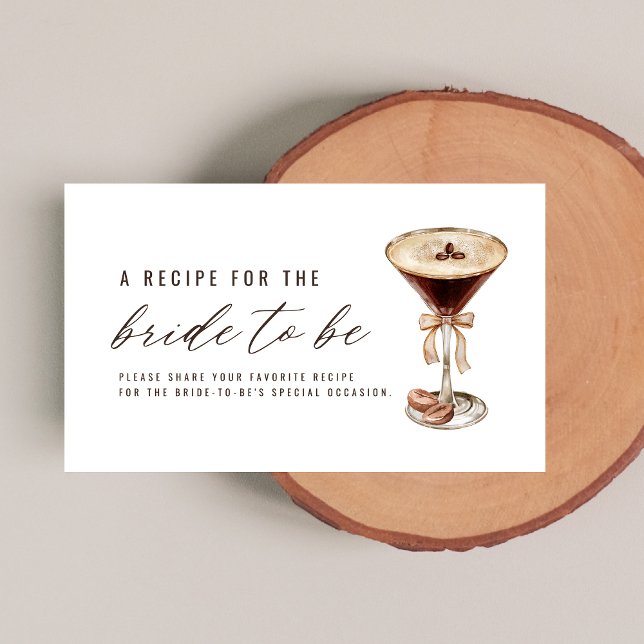 Love is Brewing Martini Bridal Shower Recipe Enclosure Card (Creator Uploaded)