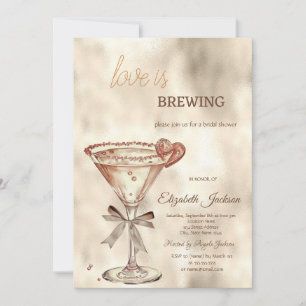 Love is Brewing Martini Heart Glitter Drips  Invitation