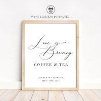 Love is Brewing Modern Black Wedding Coffee Tea
