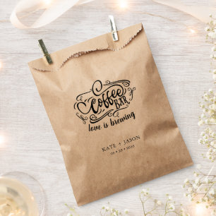 Love is brewing monogram wedding favour bag