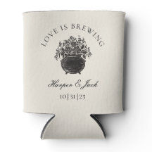 Love is Brewing Moody Halloween Wedding Can Cooler