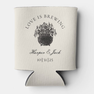 Love is Brewing Moody Halloween Wedding Can Cooler