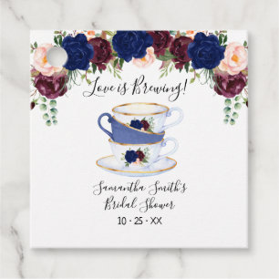 Love is brewing navy tea bridal shower favour tags