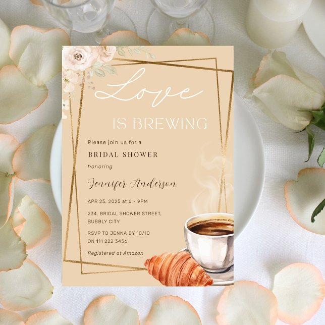 Love is Brewing Paris Coffee Bridal Shower Invitation (Love is Brewing Paris Coffee Bridal Shower Invitation)