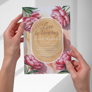 Love Is Brewing Peach Latte Bridal Shower Invitation