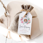 Love Is Brewing | Personalised Bridal Shower Favou Gift Tags<br><div class="desc">A perfect party favour for your bridal shower or brunch,  tags feature a watercolor cafe latte illustration surrounded by pink peonies. "Love is Brewing" appears beneath,  along with your event name and date.</div>