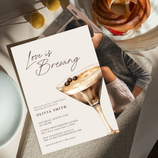 Love is Brewing Photo Espresso Martini Shower Invitation (Creator Uploaded)