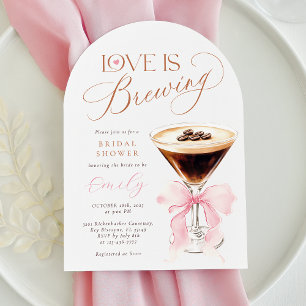 Love is Brewing Pink Bow Bridal Shower  Invitation