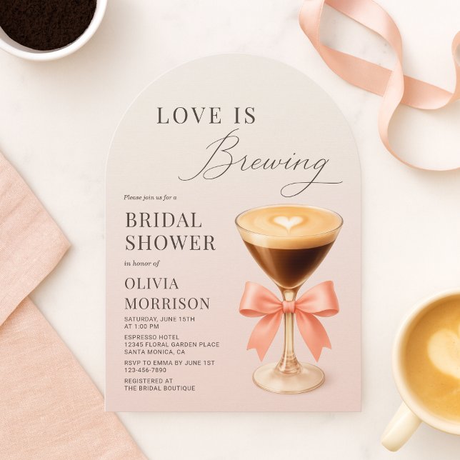 Love is Brewing Pink Martini Bridal Shower Invitation (Creator Uploaded)