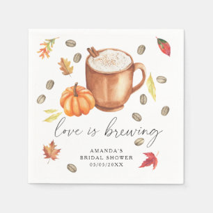 Love is brewing Pumpkin Coffee Bridal shower Napkin