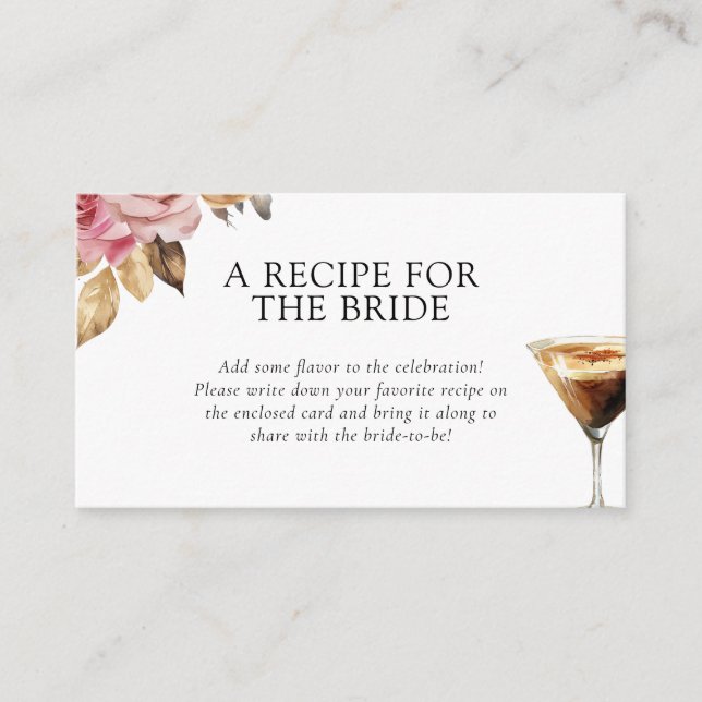 Love is Brewing Recipe Request Bridal Shower  Enclosure Card (Front)