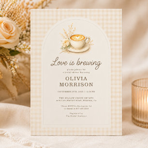 Love is Brewing Rustic Boho Gingham Bridal Shower Invitation