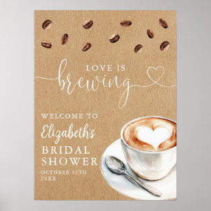 Love Is Brewing Rustic Bridal Shower Welcome Sign