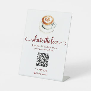 Love is Brewing Share the Love Photos QR Code Pedestal Sign