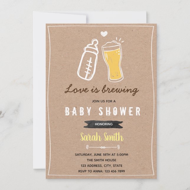 Love is Brewing shower baby invitation (Front)