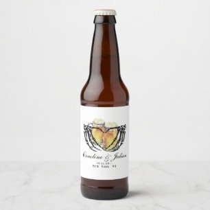 Love is Brewing Skeleton Hands Beer Wedding Shower Beer Bottle Label