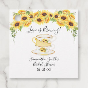 Love is brewing sunflowers tea bridal shower favour tags