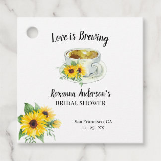 Love is Brewing Sunflowers Tea Bridal Shower Favour Tags