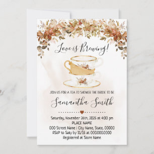 Love is Brewing Tea Bridal Shower Fall Invitation
