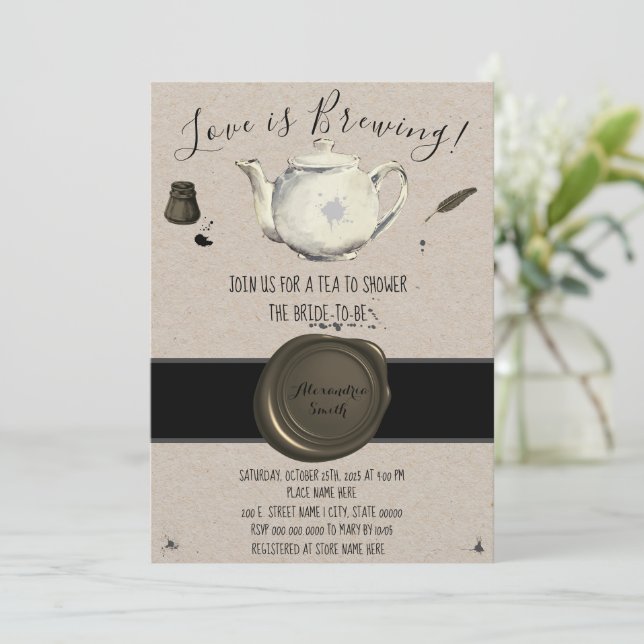 Love is Brewing | Tea Bridal Shower Invitation (Standing Front)