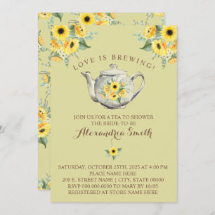Love is Brewing Tea Bridal Shower Sunflowers Invitation