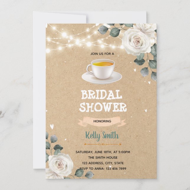 Love is brewing tea bridal shower theme invitation (Front)